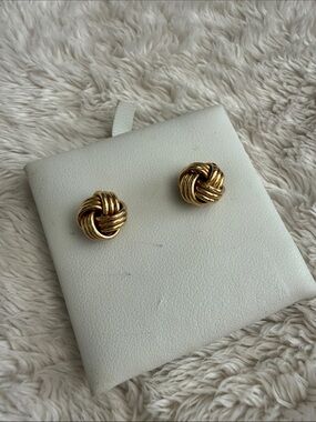14K Gold Classic Gold Knot Stud Earrings without Backings